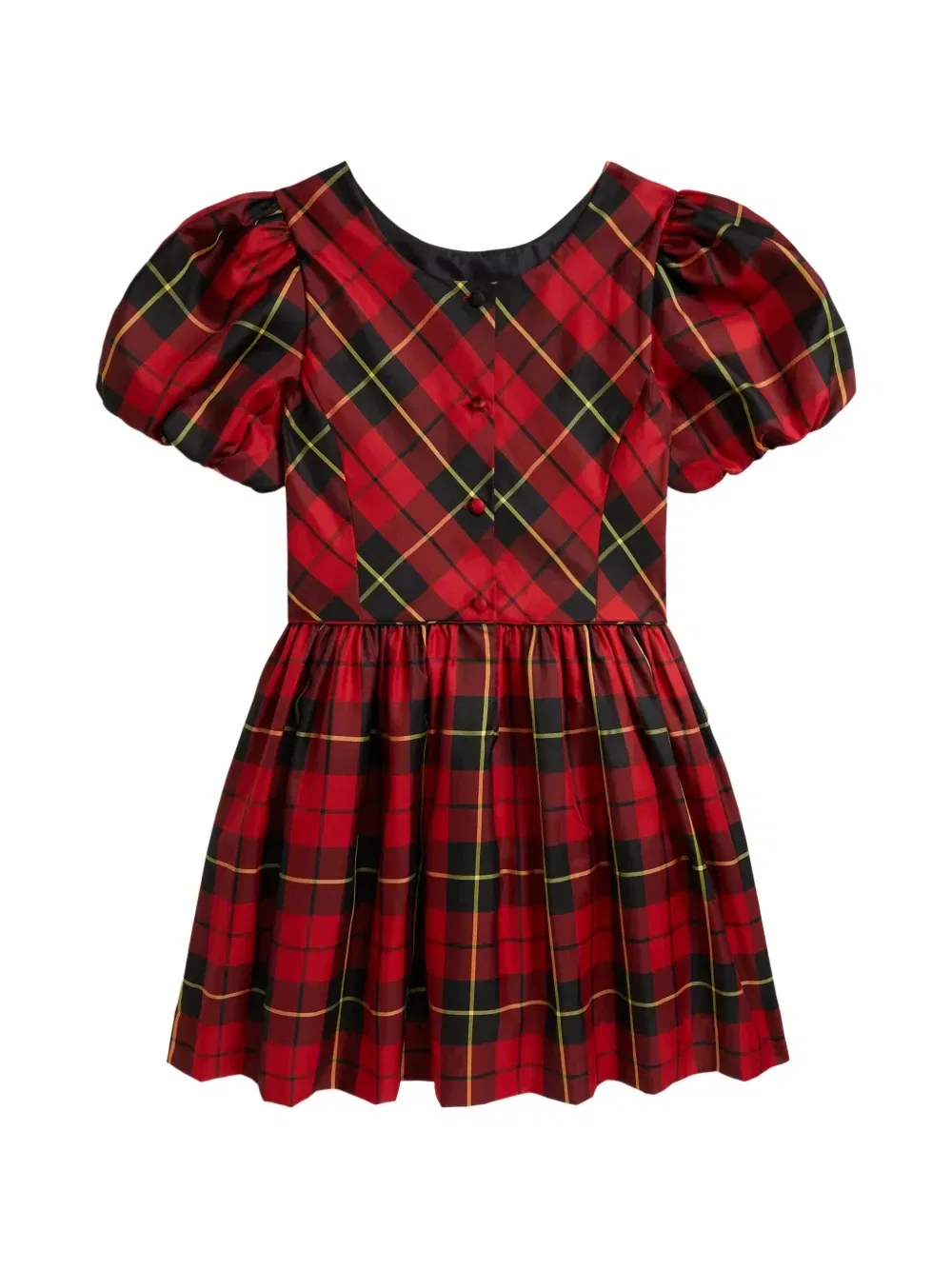 Клетчатое платье с объемными рукавами POLO RALPH LAUREN KIDS, красный — фото 2