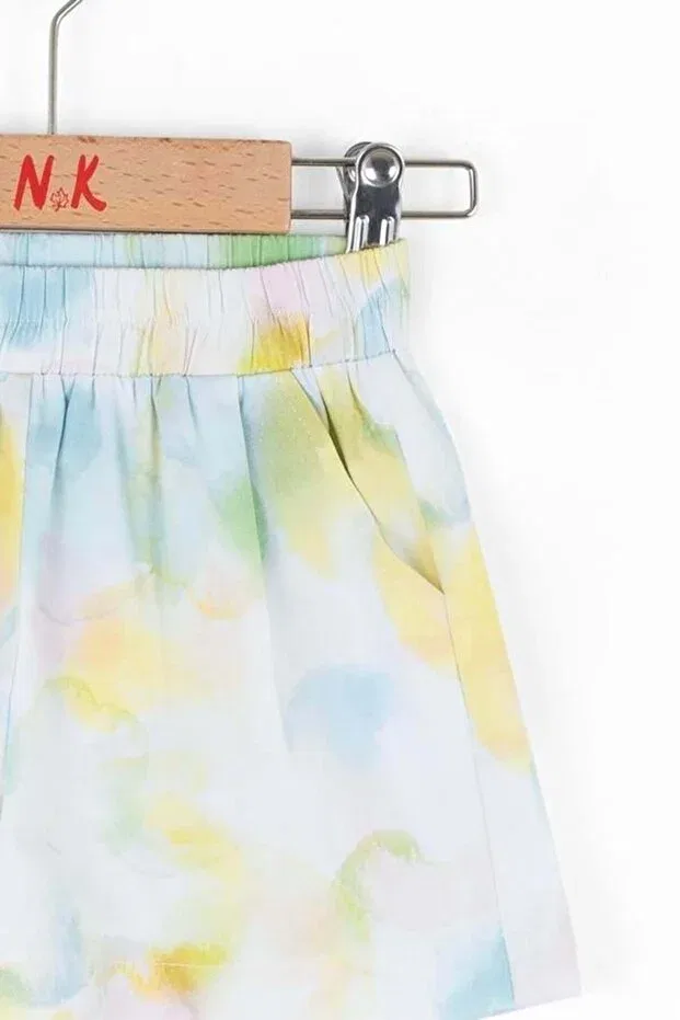Детские шорты для девочек с цветочным принтом Nk Kids, Ecru-Blue — фото 2
