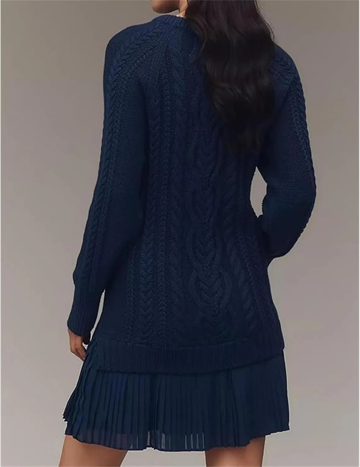 Женское платье мини с косами и воротником-хомутом, Light Blue — фото 4
