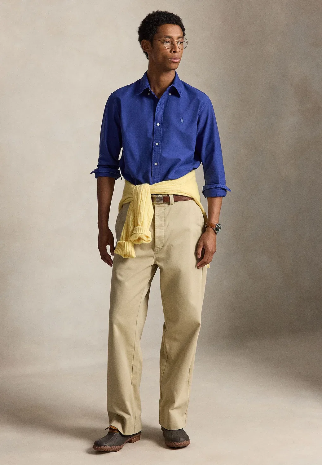 Рубашка-Оксфорд, сшитая на заказ, окрашенная в готовом виде Polo Ralph Lauren, Blue Yatch — фото 2