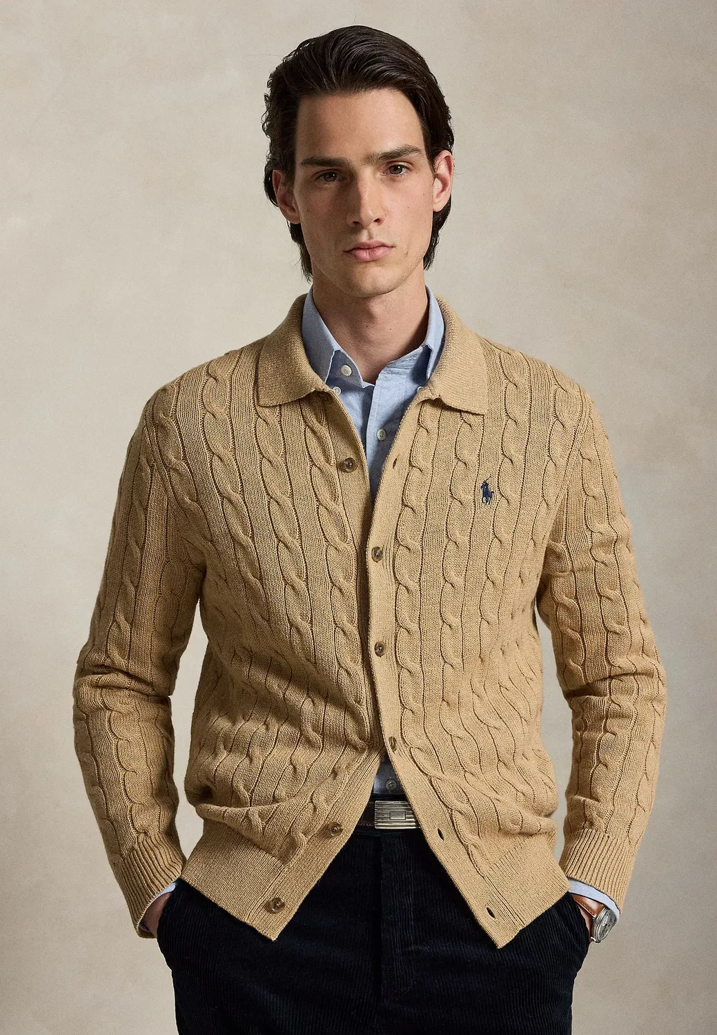 Кардиган крупной вязки - кардиган Polo Ralph Lauren, Camel