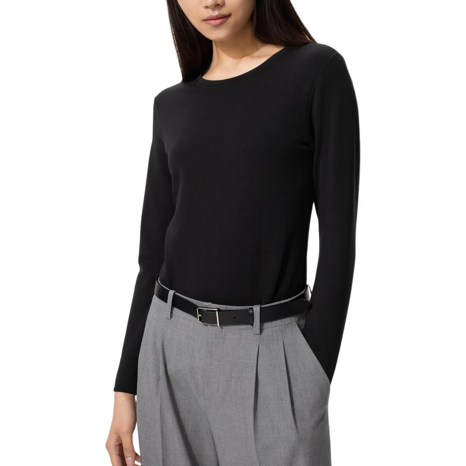 Женская футболка с круглым вырезом Black UNIQLO, Черный