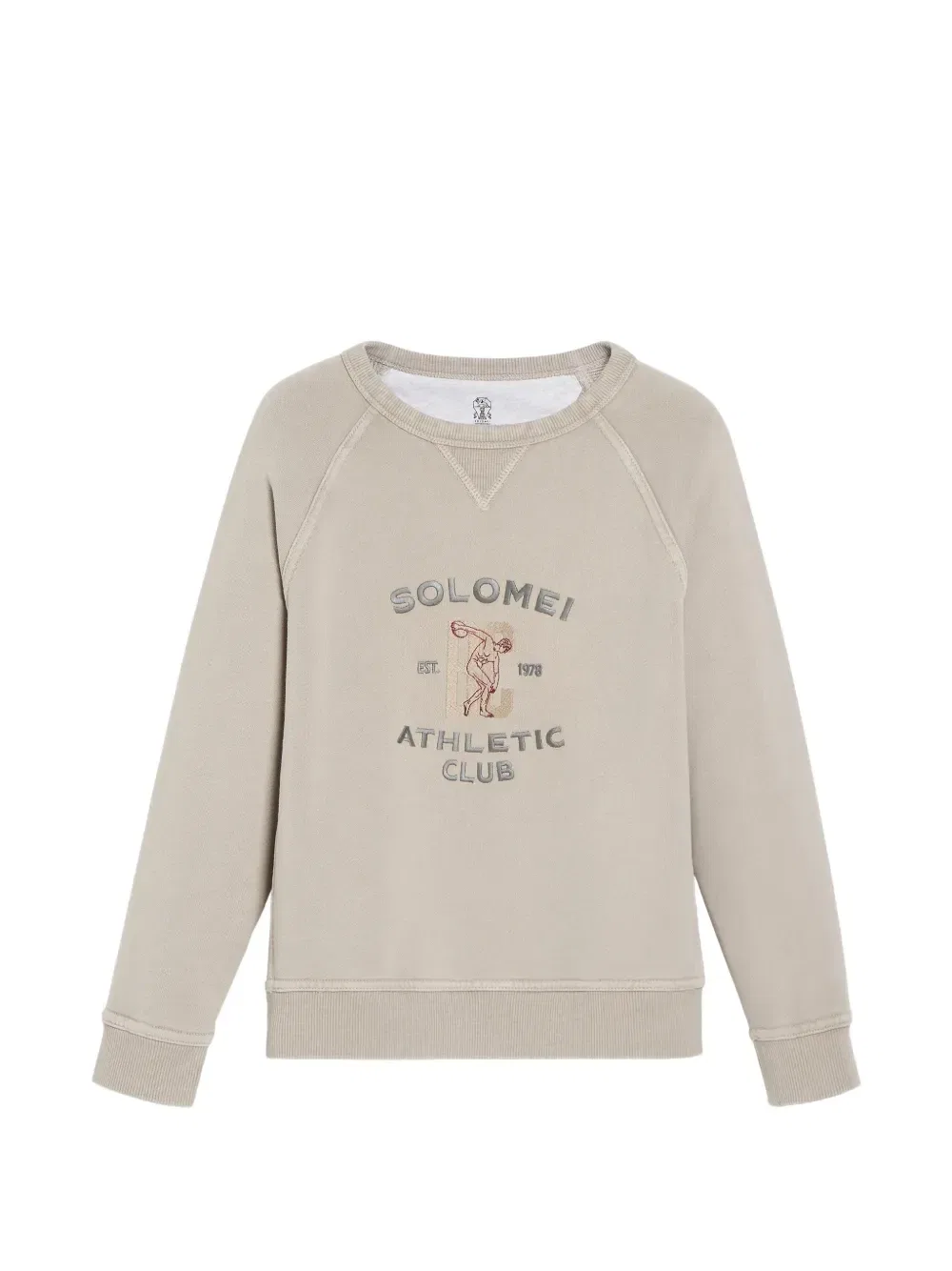 Фактурная толстовка с вышивкой Brunello Cucinelli Kids, бежевый