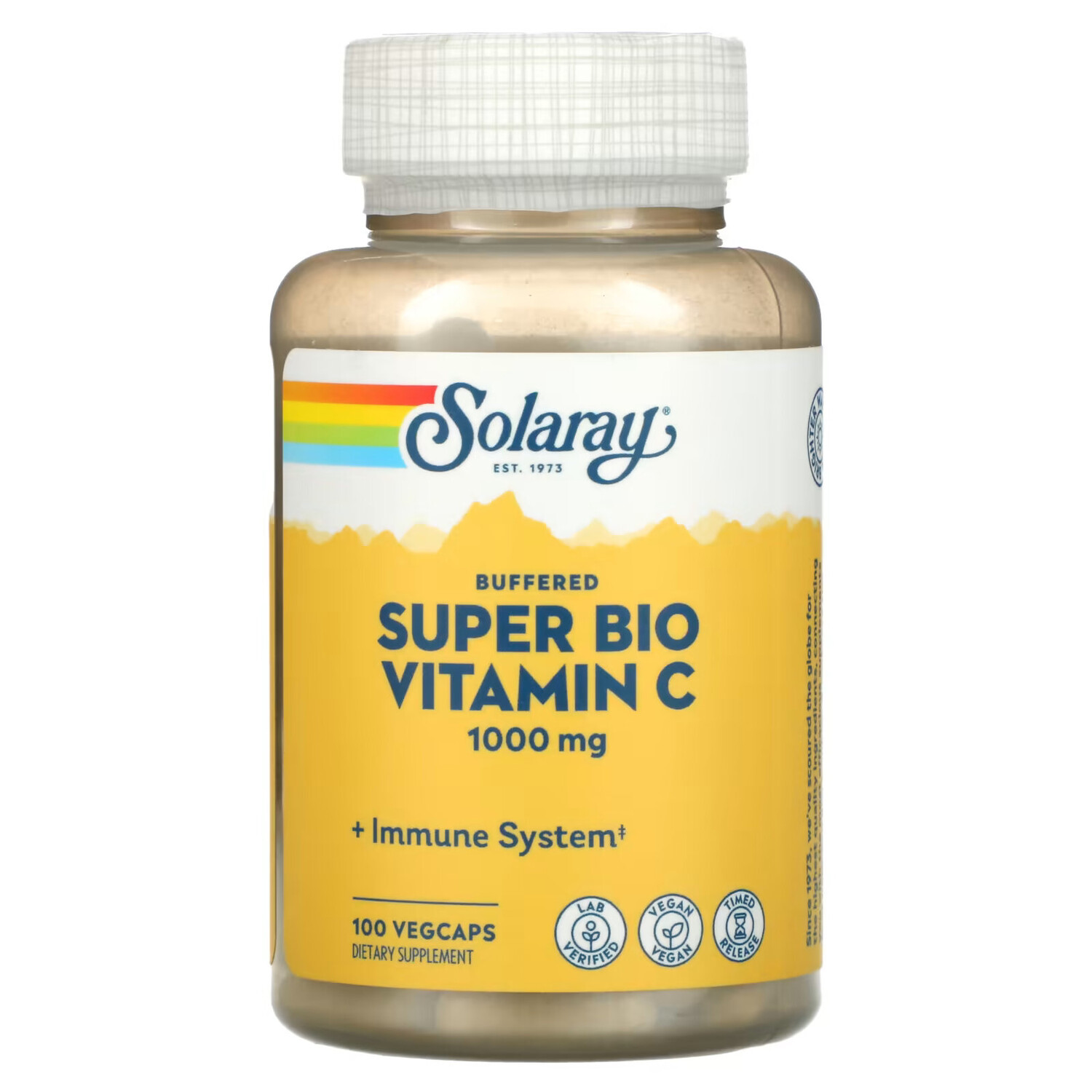 

Solaray, Super Bio Vitamin C, витамин C медленного высвобождения, 100 вегетарианских капсул