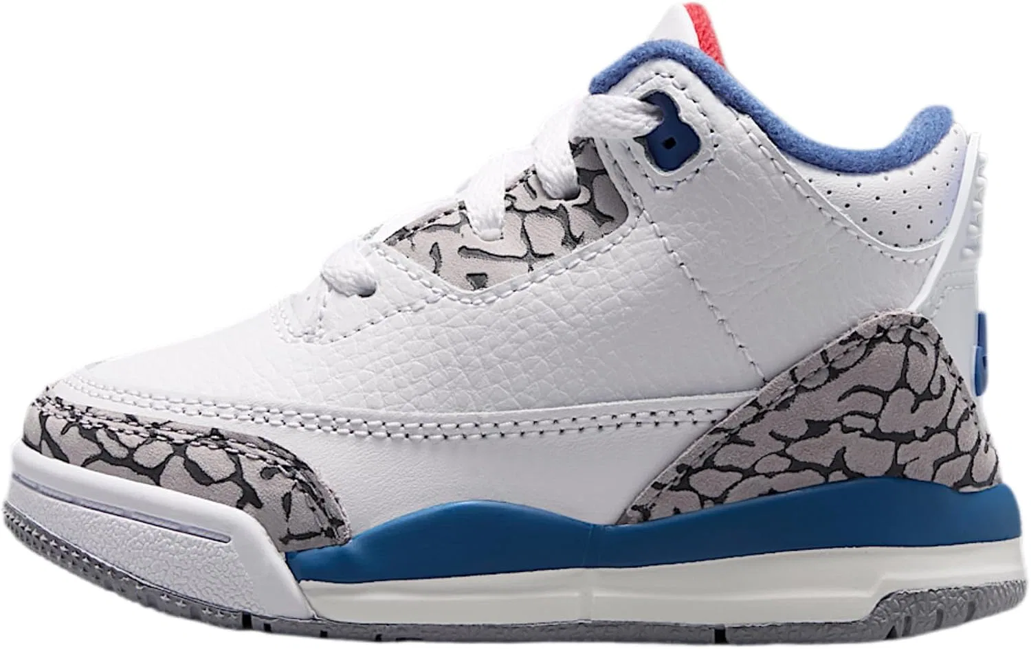 Детские кроссовки для мальчиков Jordan 3 Retro True Blue Nike, White/True Blue/Cement Gray/Fire Red