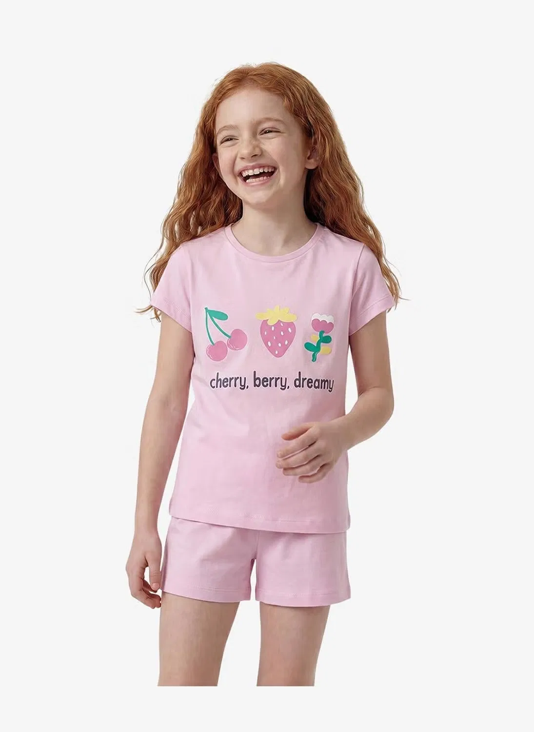 Комплект пижам с принтом клубники и вишни 2 предмета Penti, розовый — фото 4