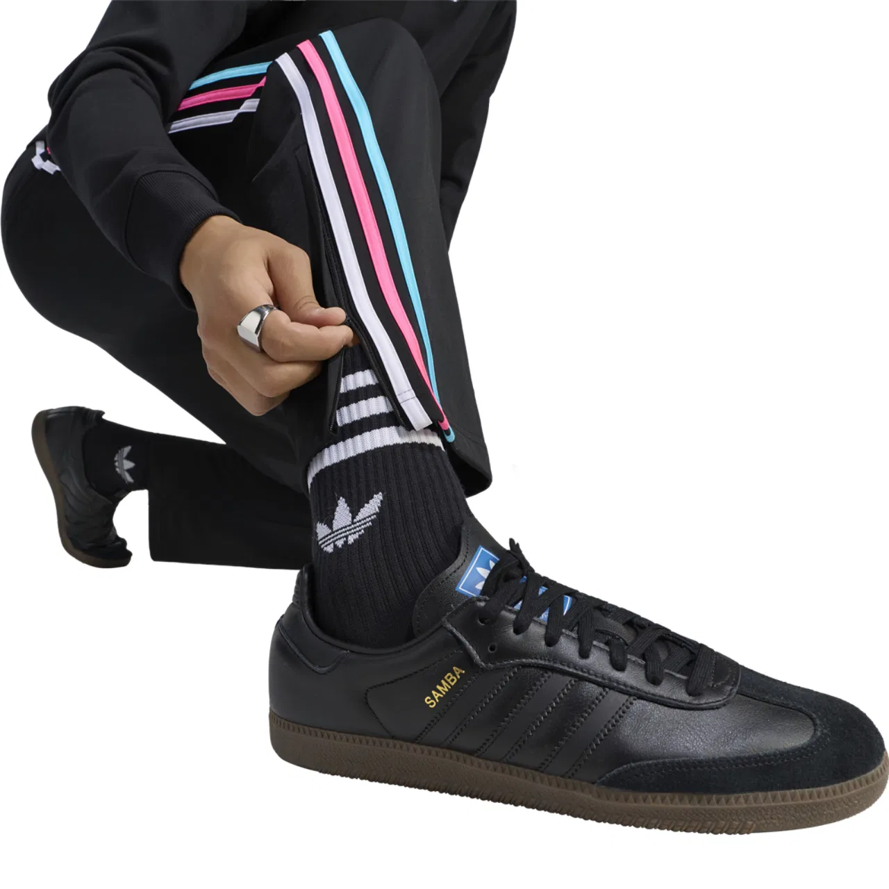 Мужские спортивные брюки Firebird Adidas, цвет Black/Multicolor — фото 4