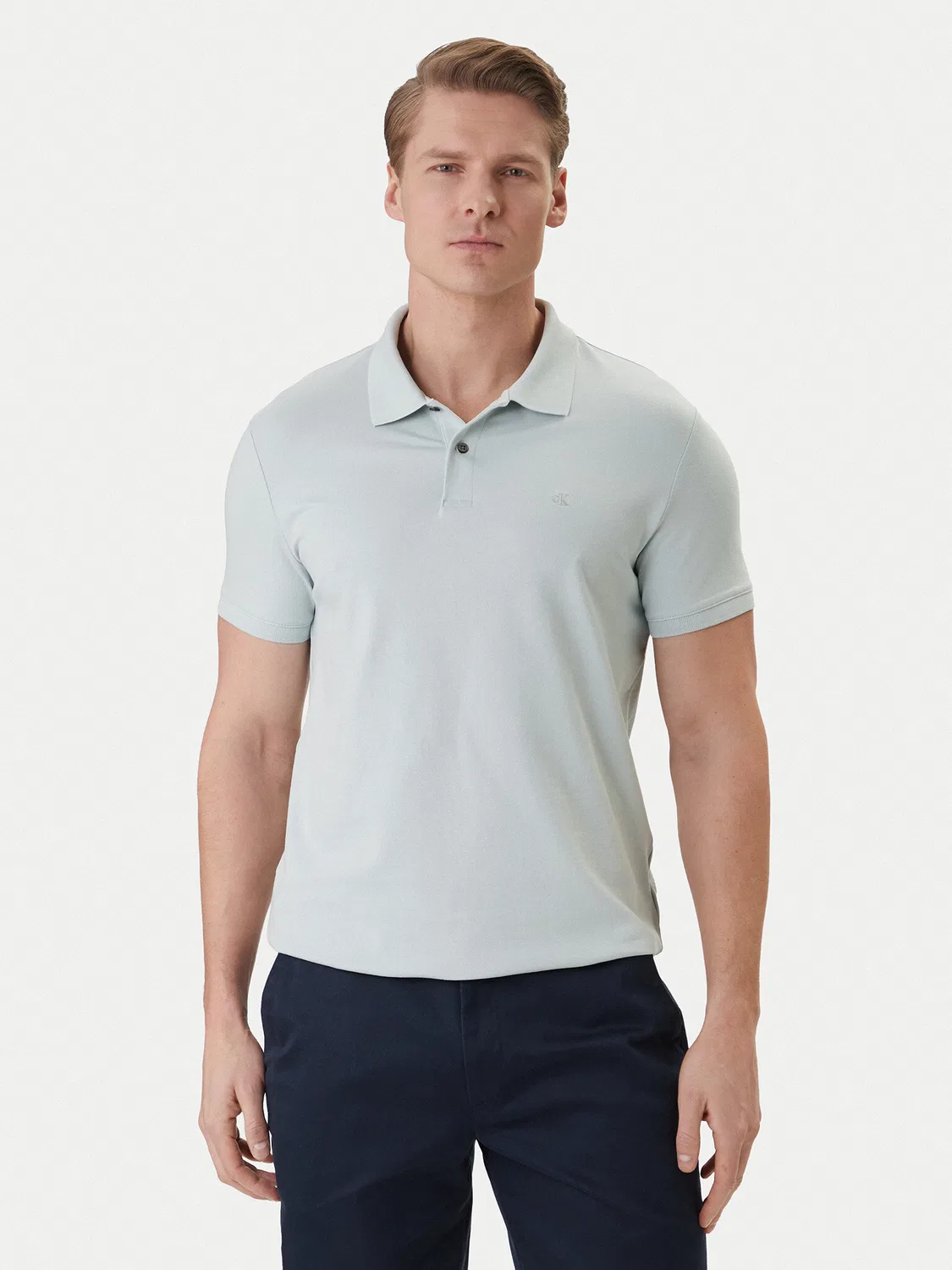 Мужское поло приталенного кроя Calvin Klein, зеленый