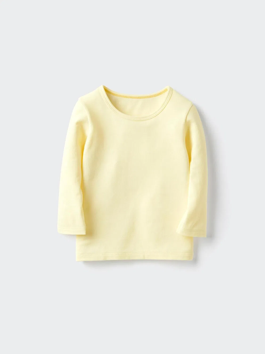 Футболка детская хлопковая с длинным рукавом HEATTECH Uniqlo, кремовый