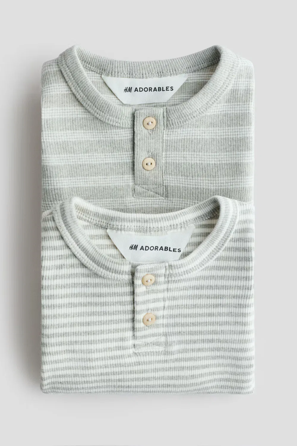 Комплект из 2 боди-поло «Хенли» H&M, Helles Mattgrün/Gestreift — фото 2