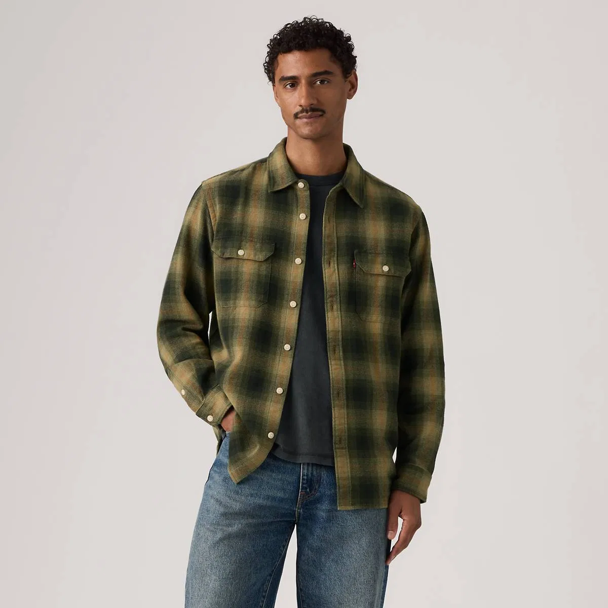 Фланелевая рубашка Jackson расслабленный работник Levi's, Jericho Plaid Rosin - Green — фото 3