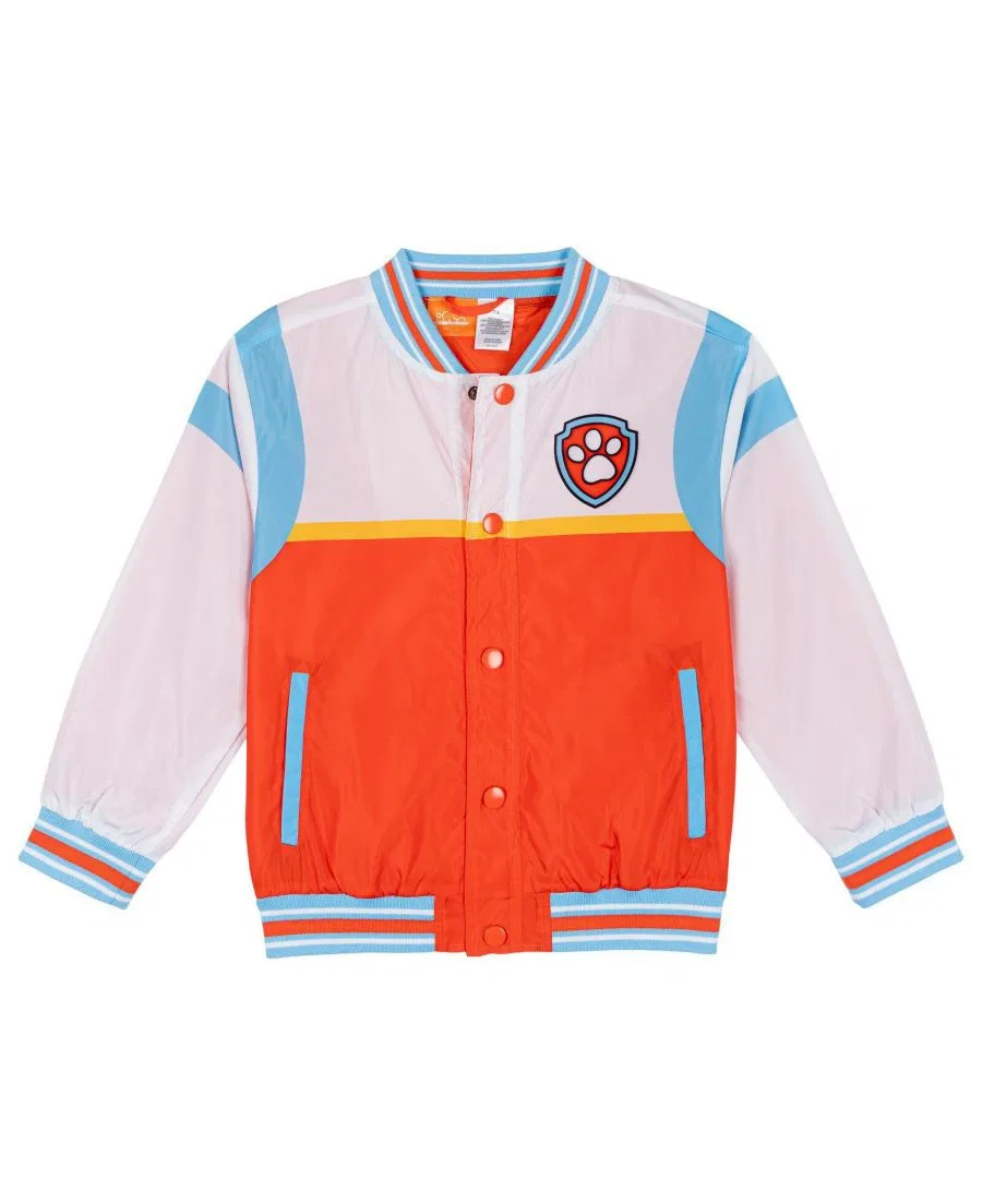Детская куртка-бомбер с принтом Paw Patrol, модель Varsity Bomber Jacket Paw Patrol, Red White Paw Patrol