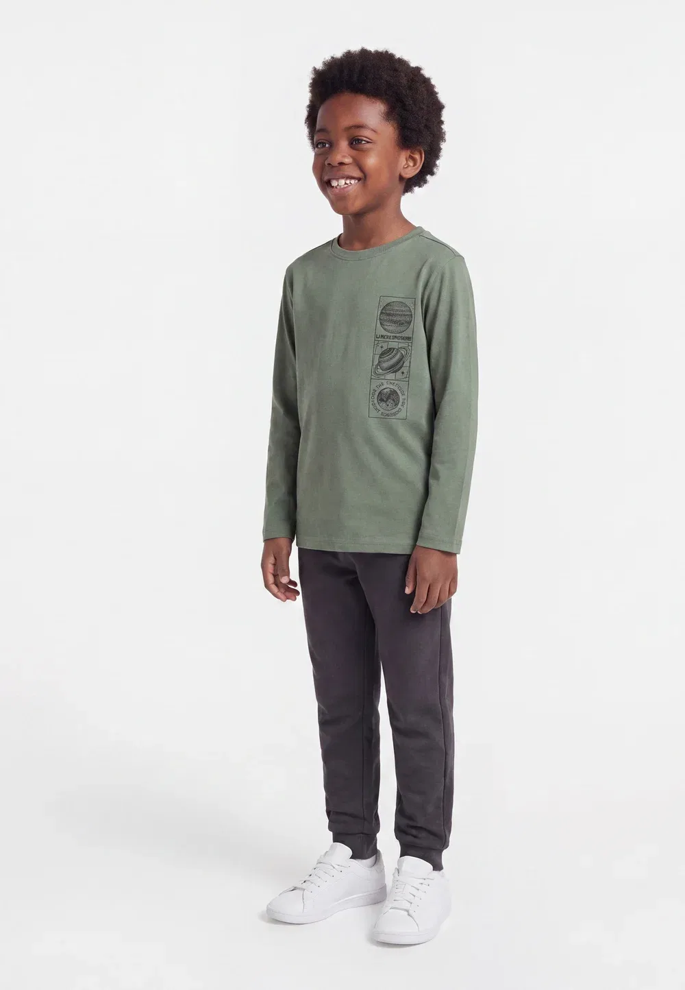 Комплект из 3 футболок с длинными рукавами Friboo By Zalando, Dark Green/ Off-White/Mottled Grey