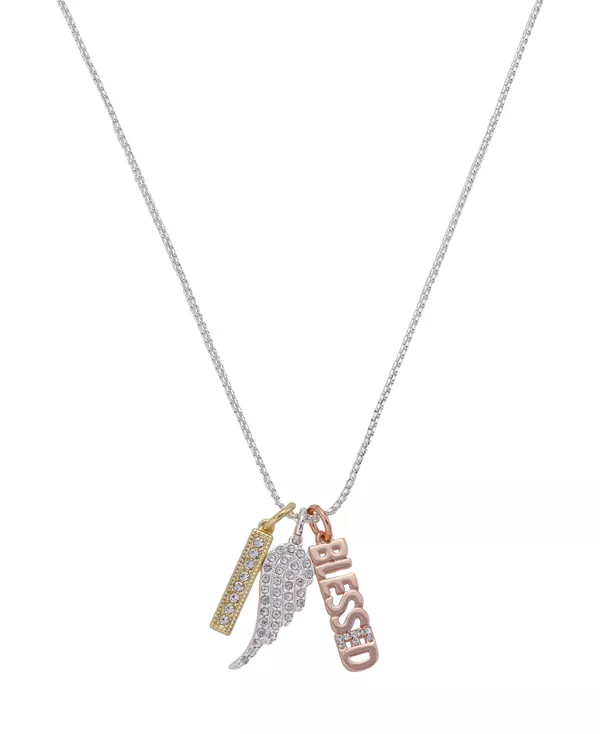 

Изящное короткое ожерелье с подвеской в виде крылатого кристалла с серебряным покрытием Unwritten, tri-tone