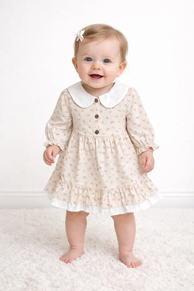 Детское платье для девочек с длинным рукавом Greenmoss, Beige