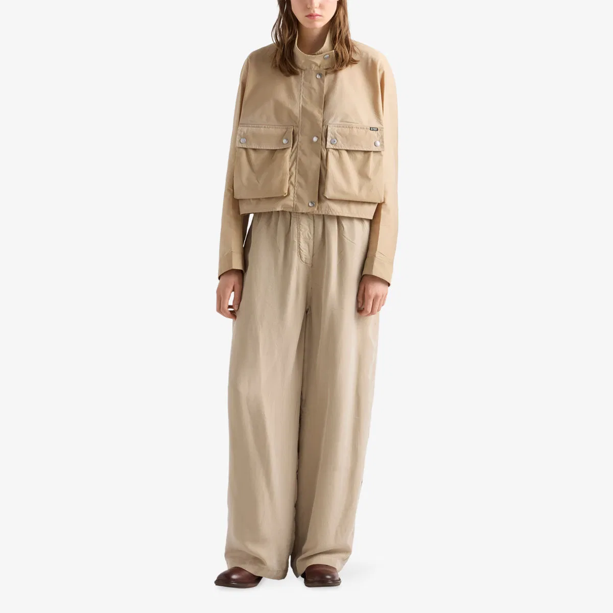 Куртка-борцовка из нейлона re-nylon с эффектом потертости Prada, коричневый — фото 2