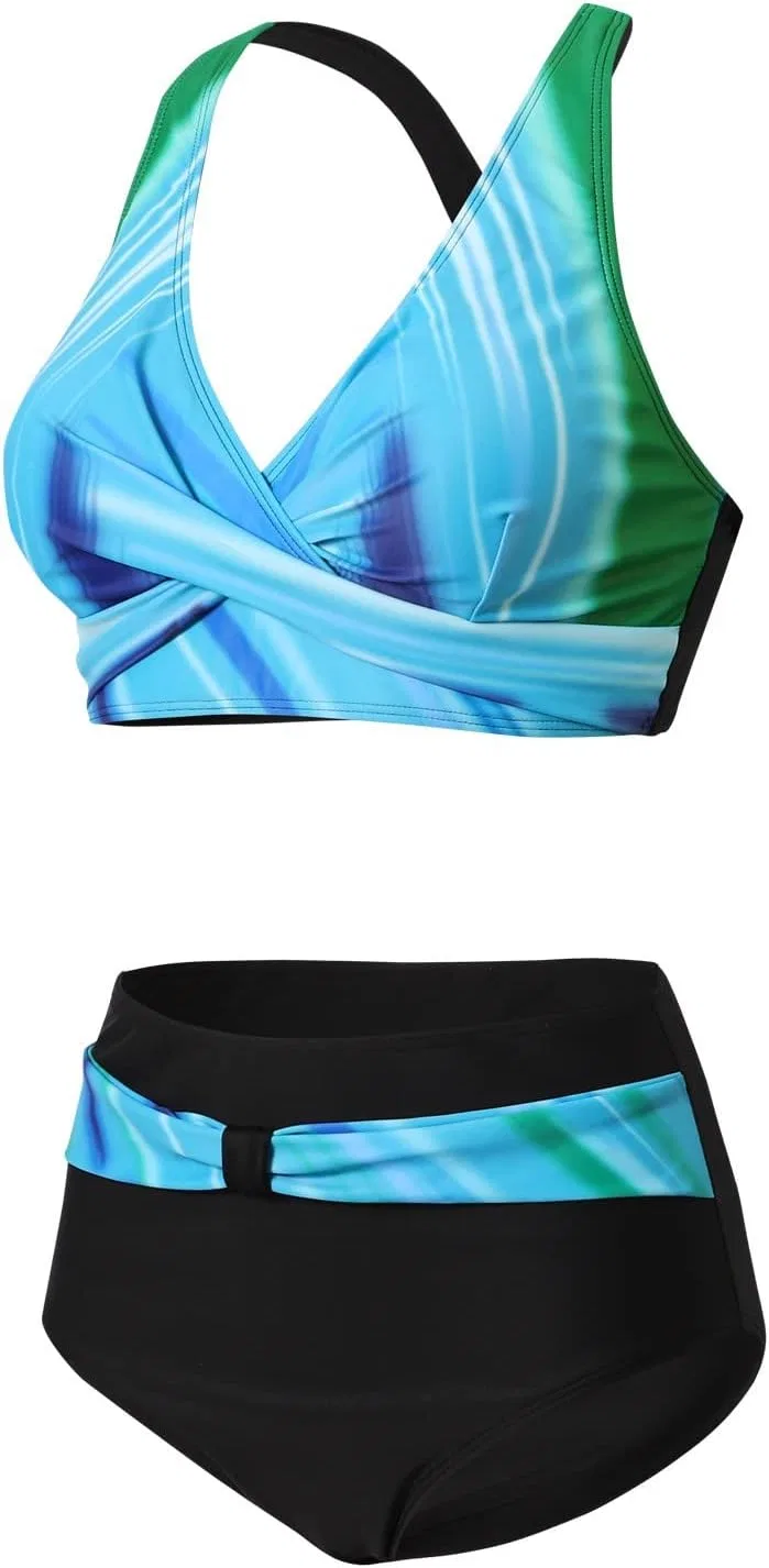 Женский купальный костюм wrap front bikini Generic, Blue — фото 3