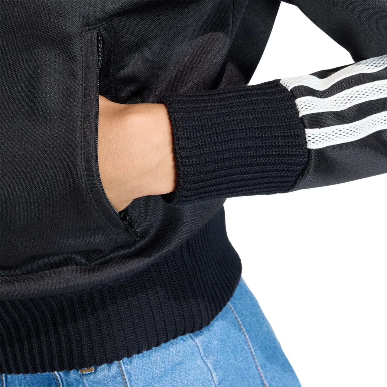 Женская куртка Firebird Knitted Crochet Track Top Adidas, черный — фото 4