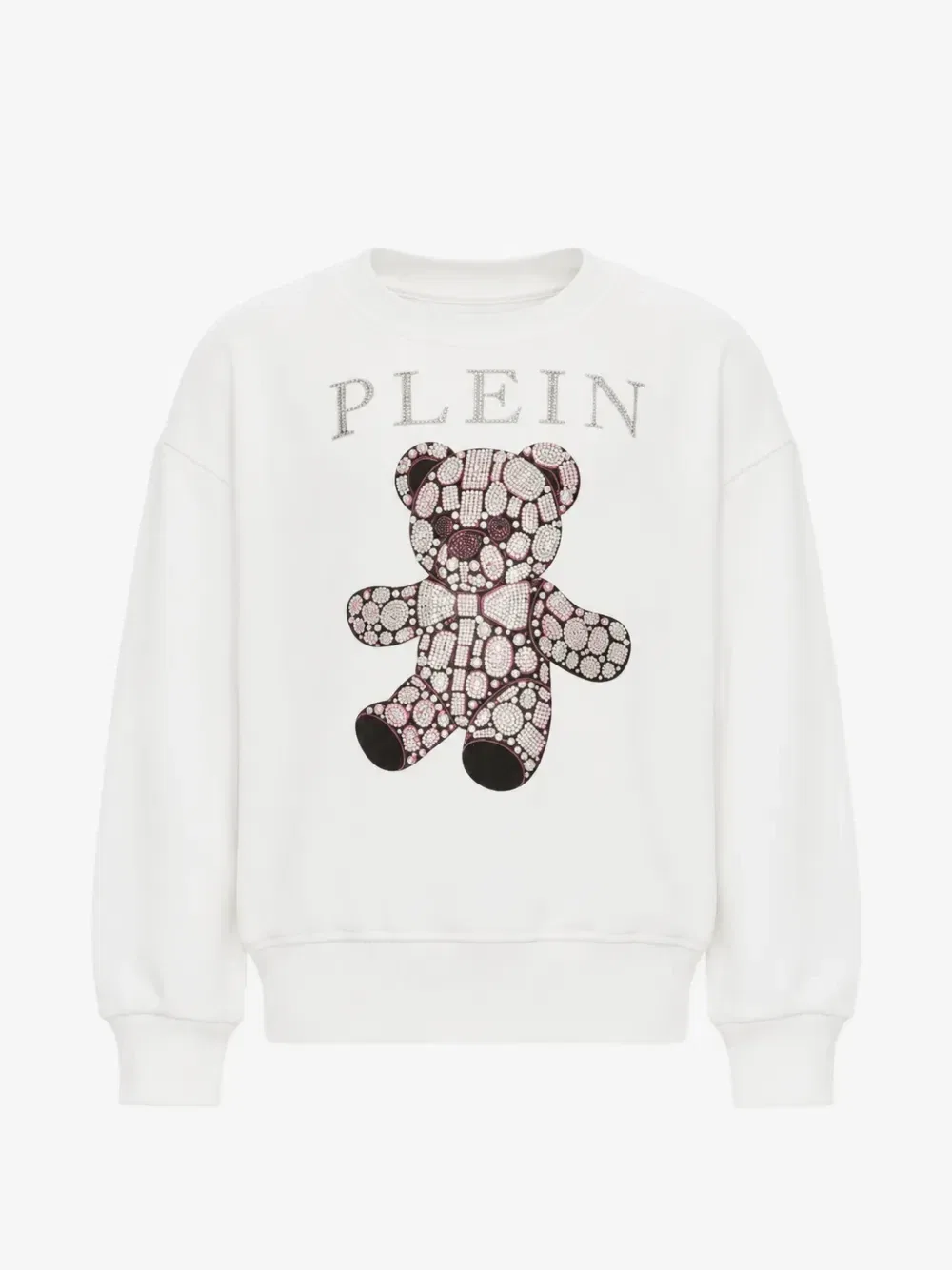 Свитер с логотипом, украшенный кристаллами Philipp Plein Junior, белый