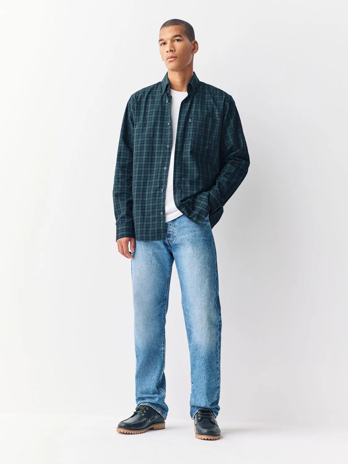 Оксфордская рубашка, зеленая микро-блеквотч, Regular Fit Next — фото 3