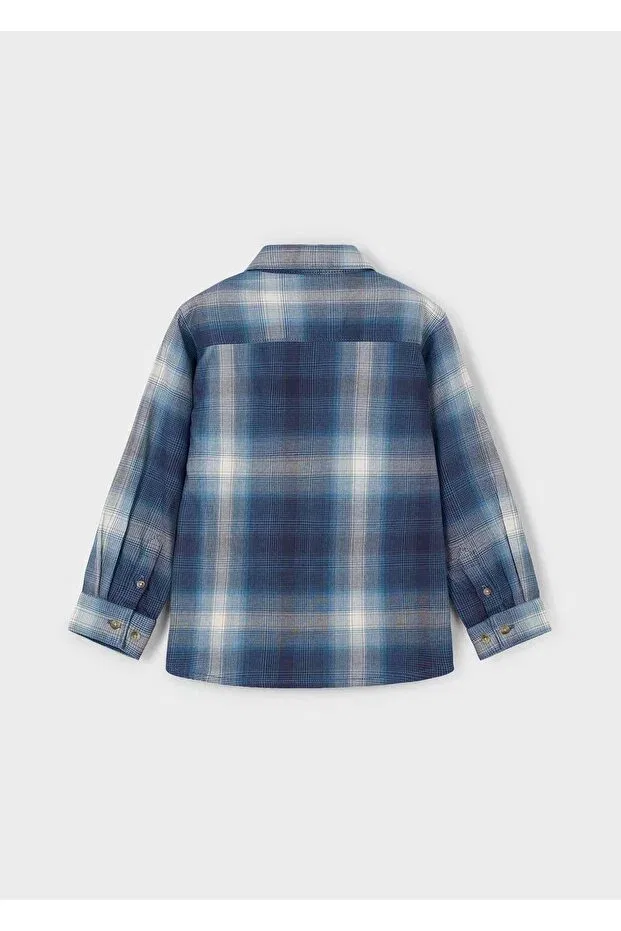 Детская рубашка для мальчиков в клетку Mayoral, Navy Blue — фото 3