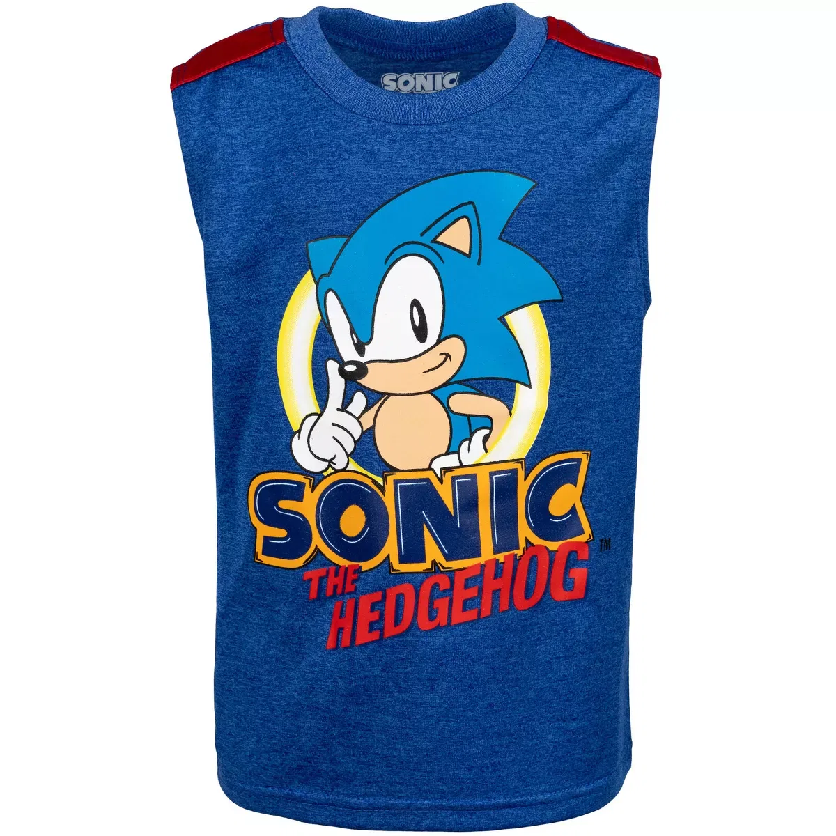 Детский комплект футболки, топа и шорт с принтом Sonic the Hedgehog, Синий — фото 4