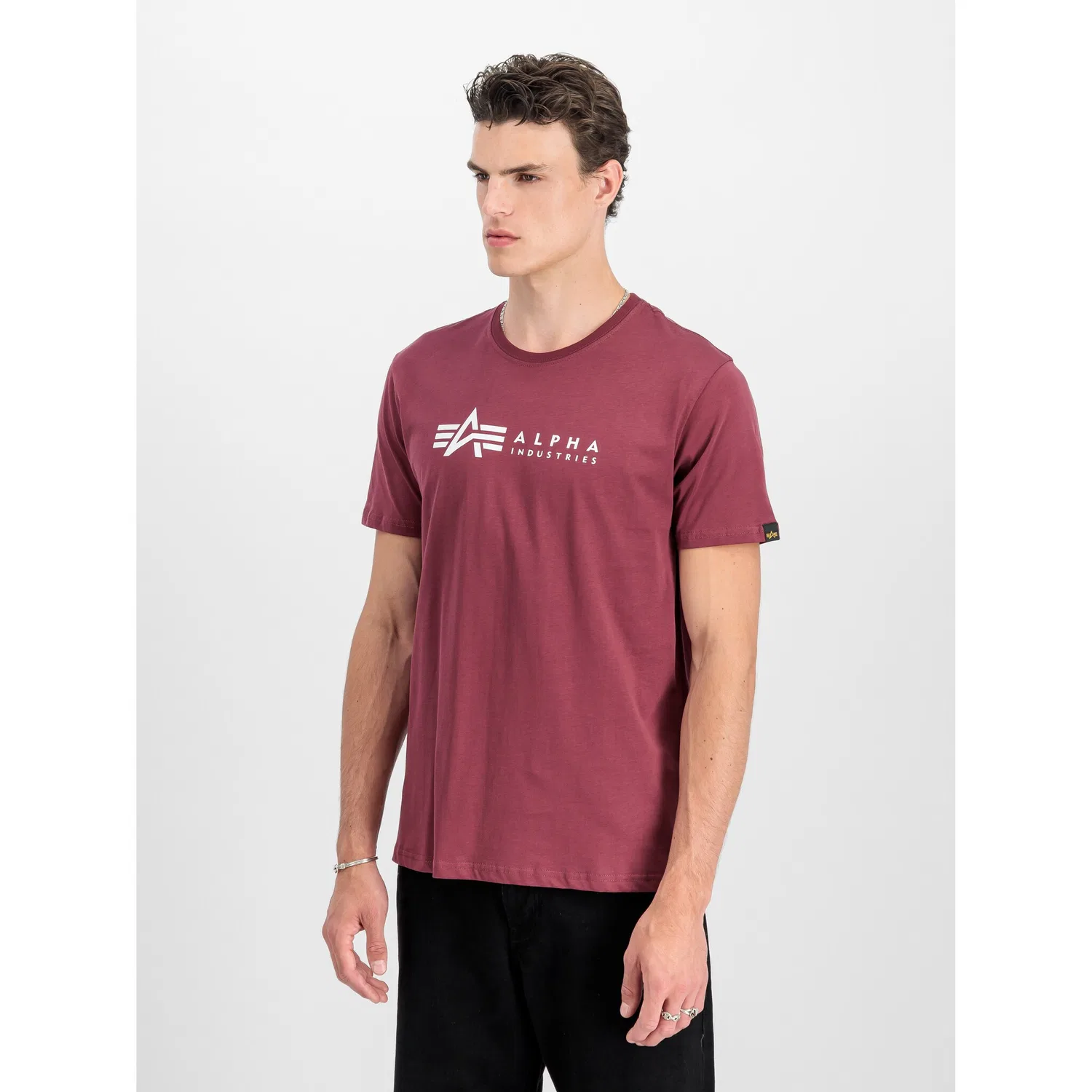 Детская футболка с круглым вырезом Alpha Industries, Olive/Burgundy — фото 2