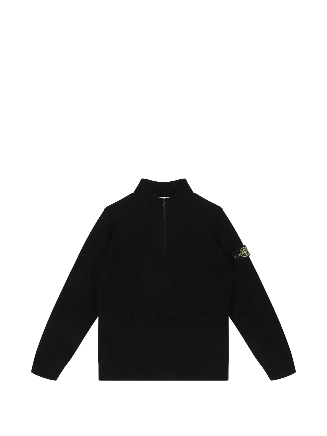Свитер на молнии с нашивкой-логотипом Stone Island Junior, черный