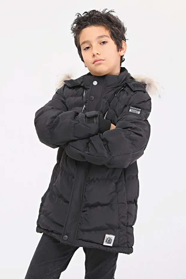 Детское пальто для девочек с длинным рукавом Benitto Kids, Black — фото 3