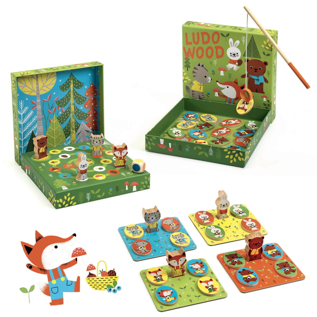 

4 игры Ludowood, семейная игра, Djeco