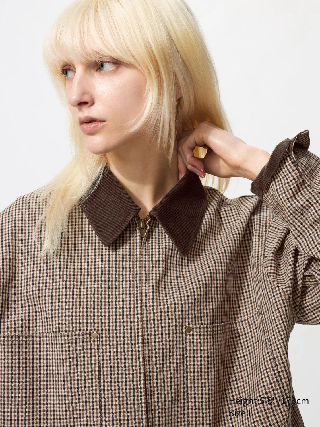 Куртка Uniqlo, короткая, с узором, коричневая — фото 3
