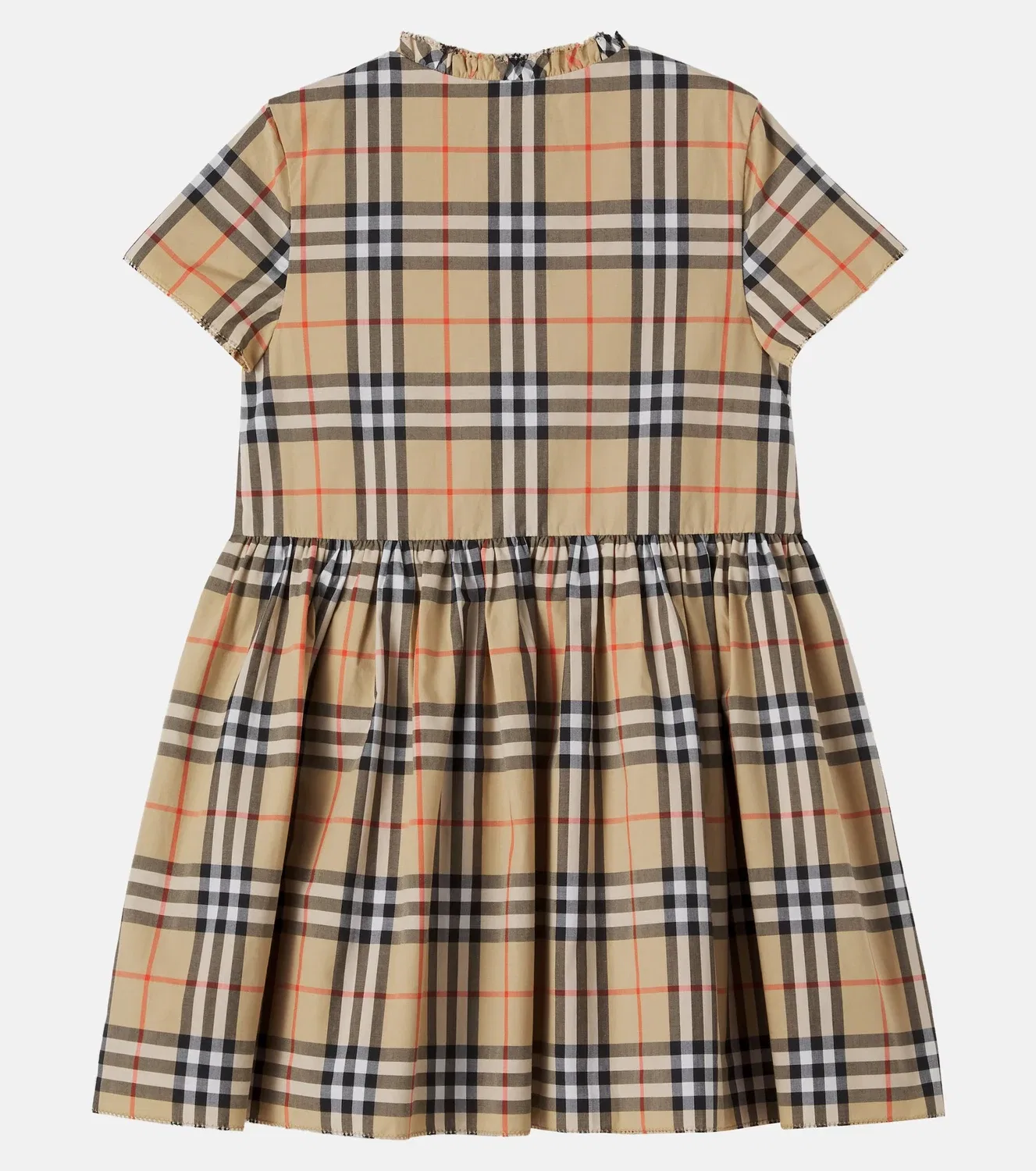 Нарядное платье в клетку Burberry Kids, бежевый — фото 3