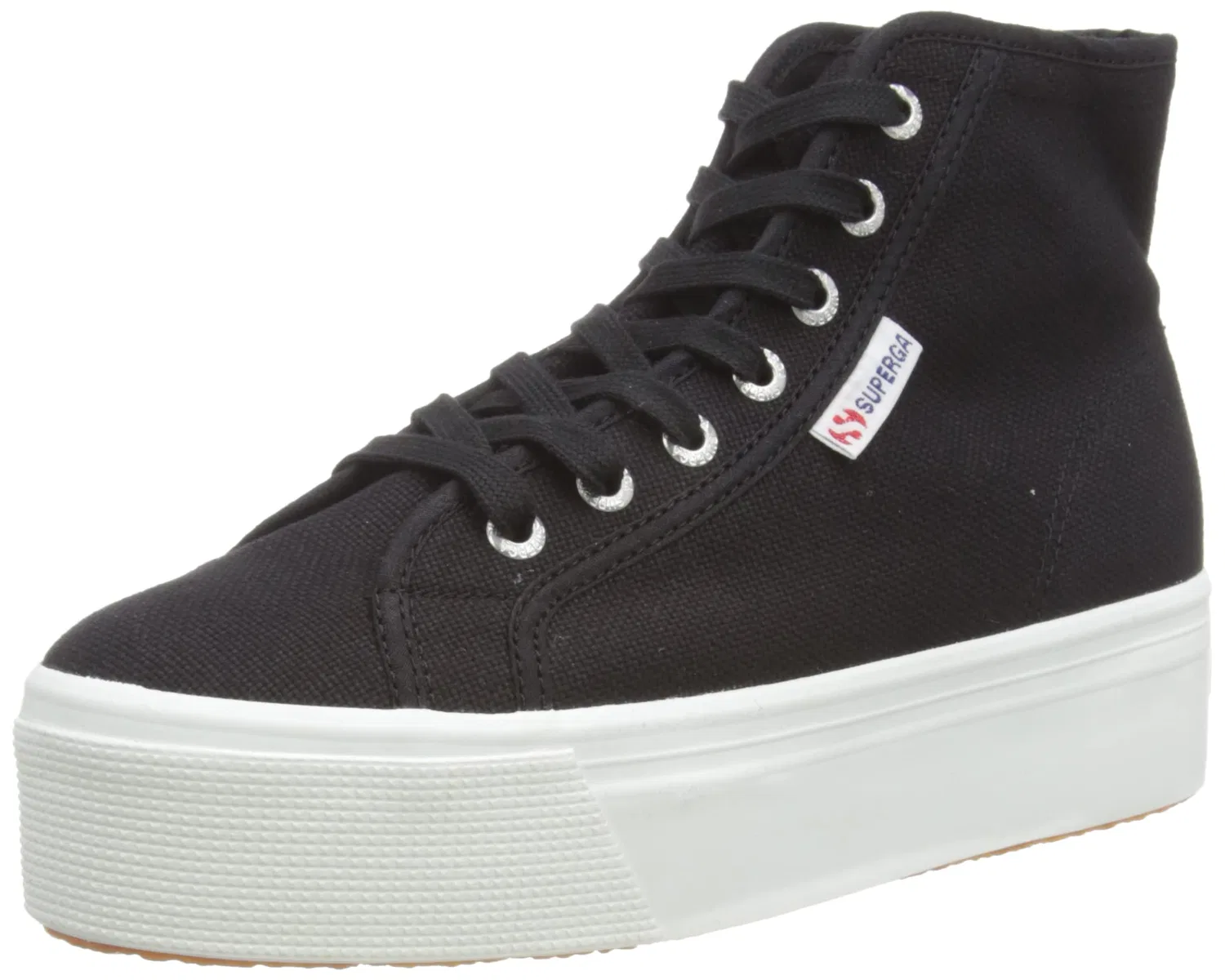 Детские кроссовки высокие Superga, Black Fwhite