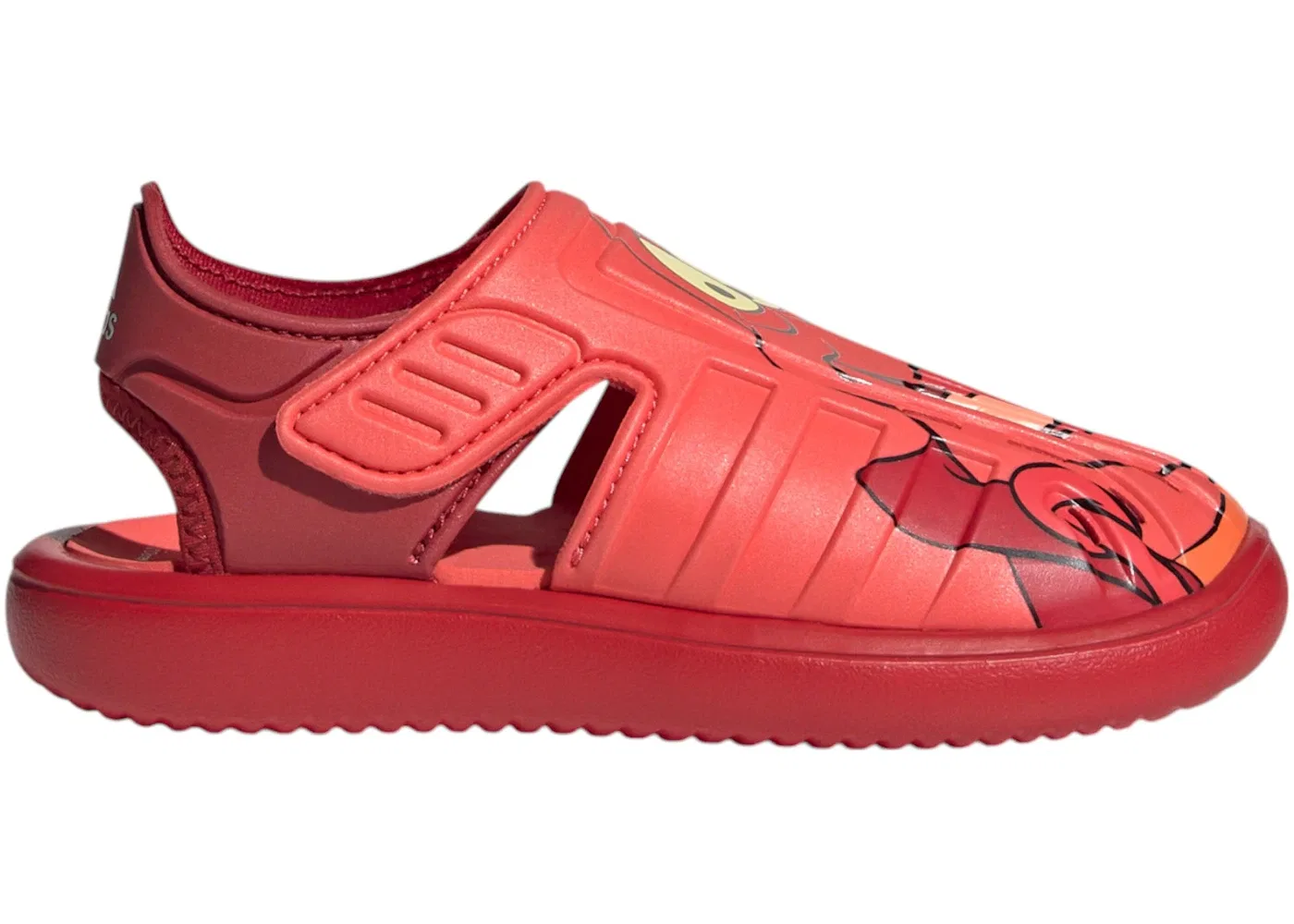 Детские сандалии для воды с принтом Pixar Adidas, Better Scarlet Cloud White Better Scarlet