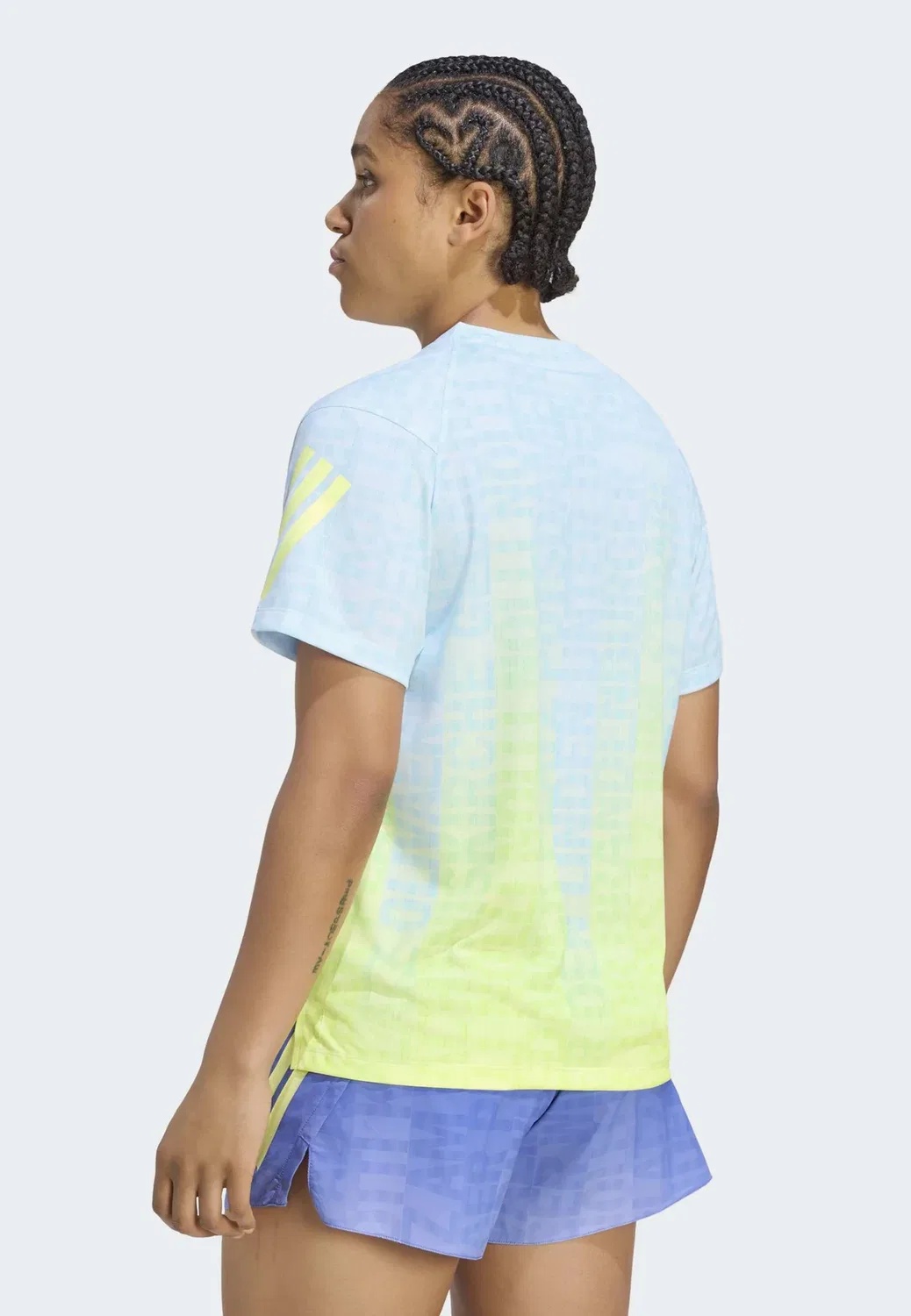 Ber26 aop tee w - спортивная футболка Adidas Performance, Crystal Sky/Frozen Lemon — фото 3