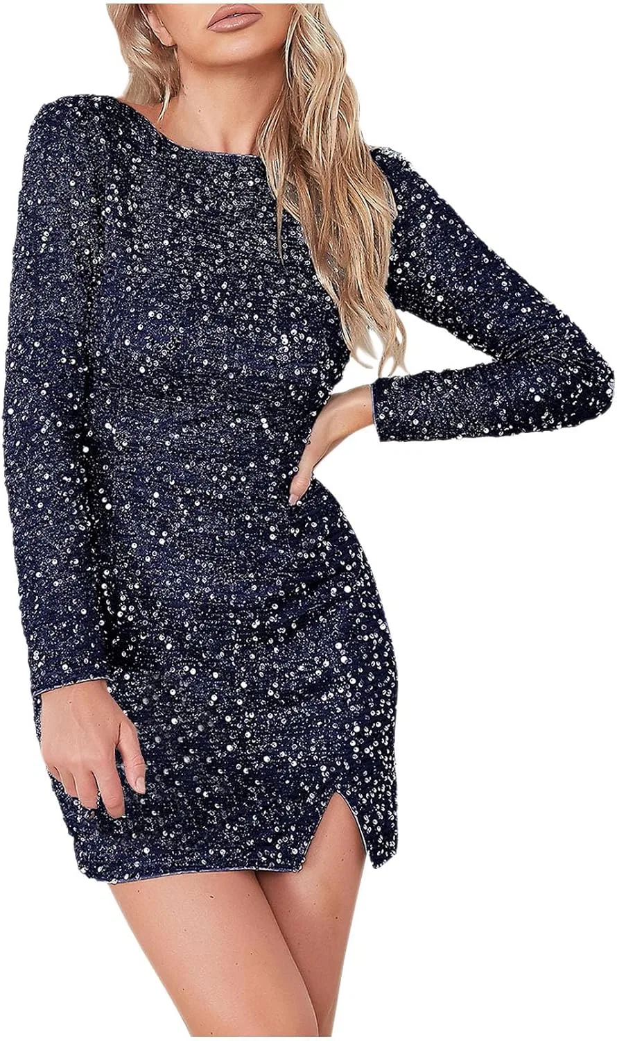 Женское облегающее платье с пайетками Sequin Bodycon, Dark Blue