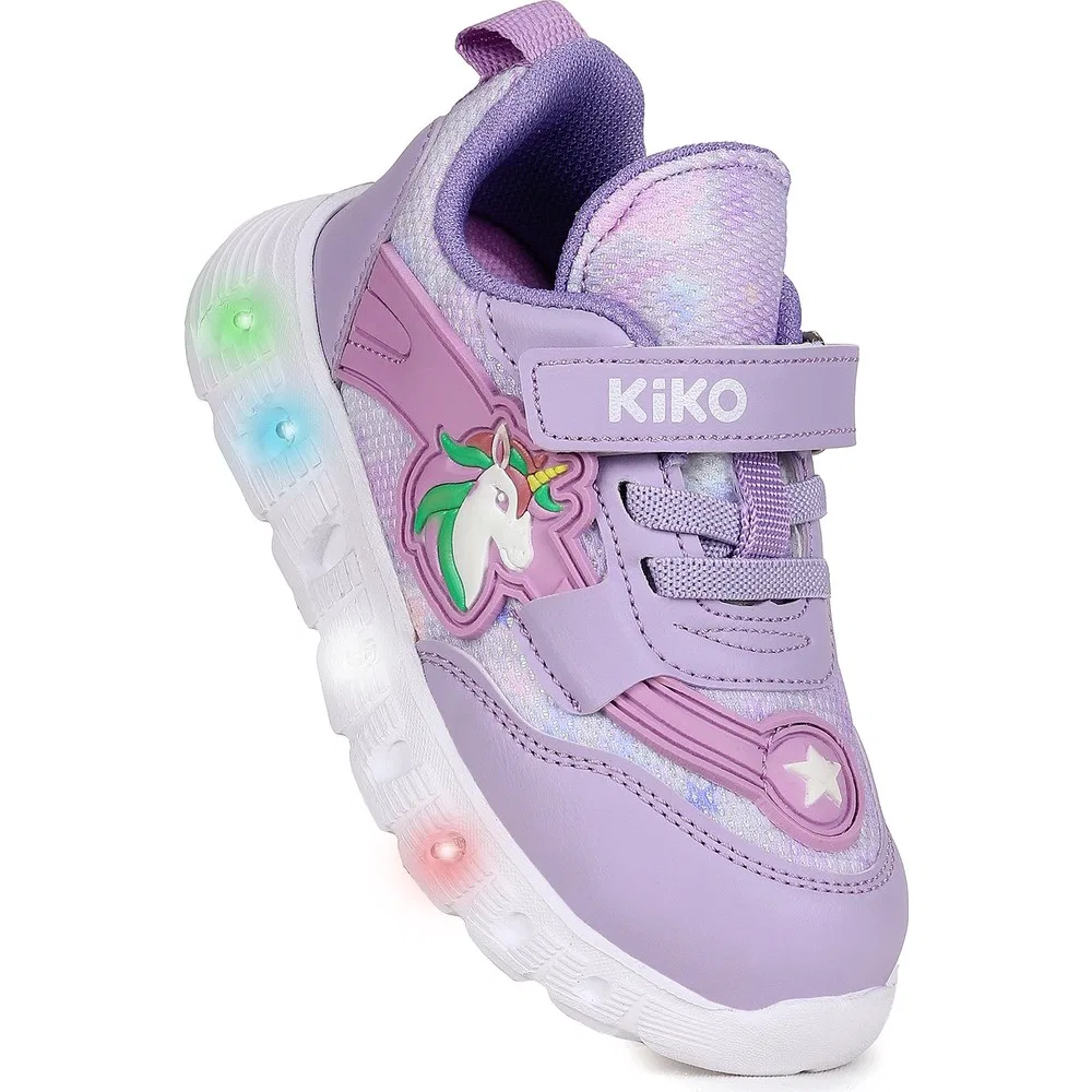 Детские спортивные кроссовки для девочек с подсветкой и липучками Kiko Kids