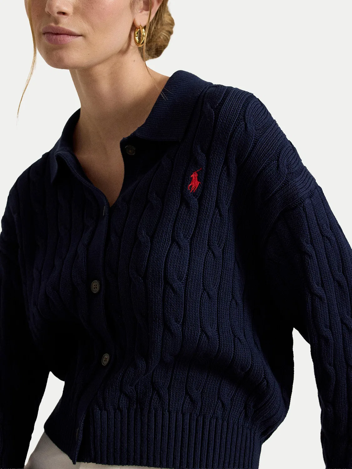 Женский кардиган прямого кроя Polo Ralph Lauren, темно-синий — фото 4
