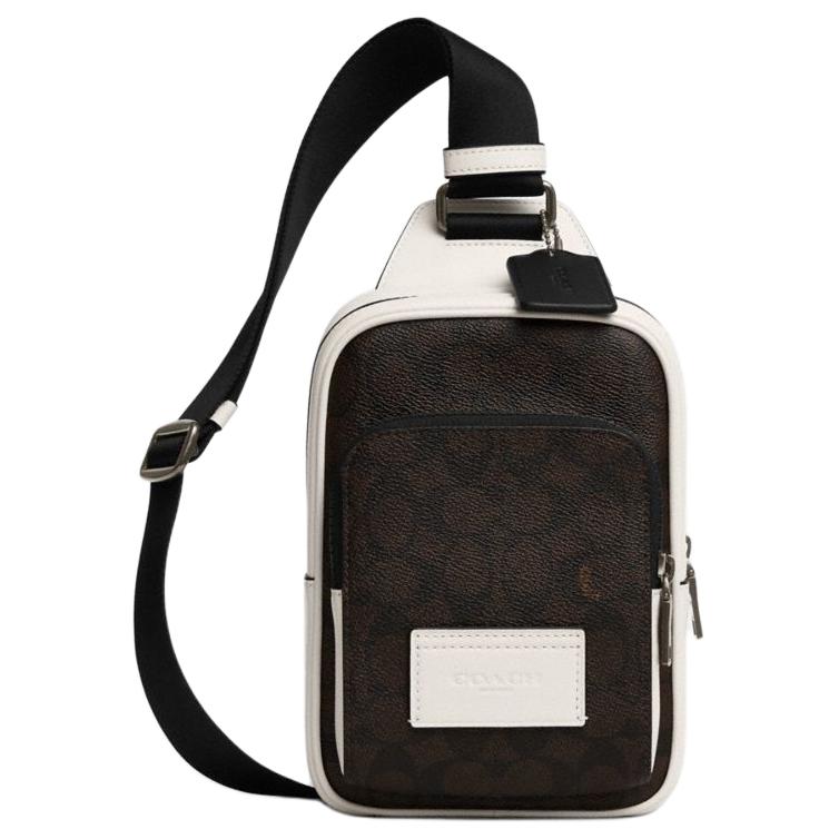 

COACH Мини-сумка-слинг из лакированного полотна мужская черно-белая