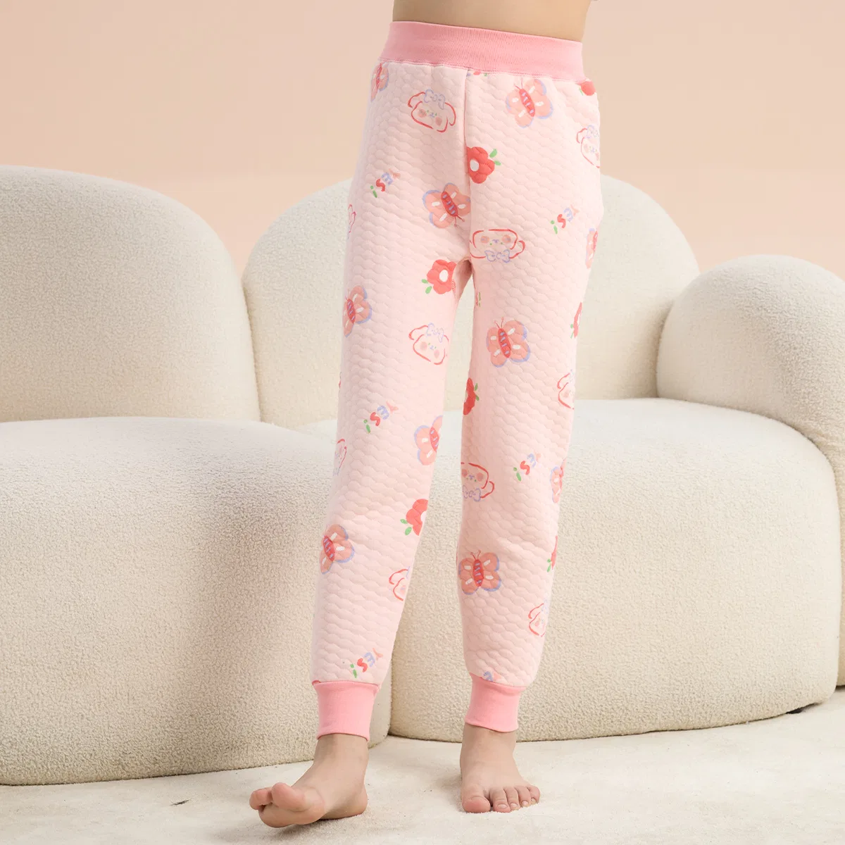 Детские пижамные штаны для девочек хлопковые Red bean, Цвет Yingying Powder + Peach Blossom Powder — фото 4