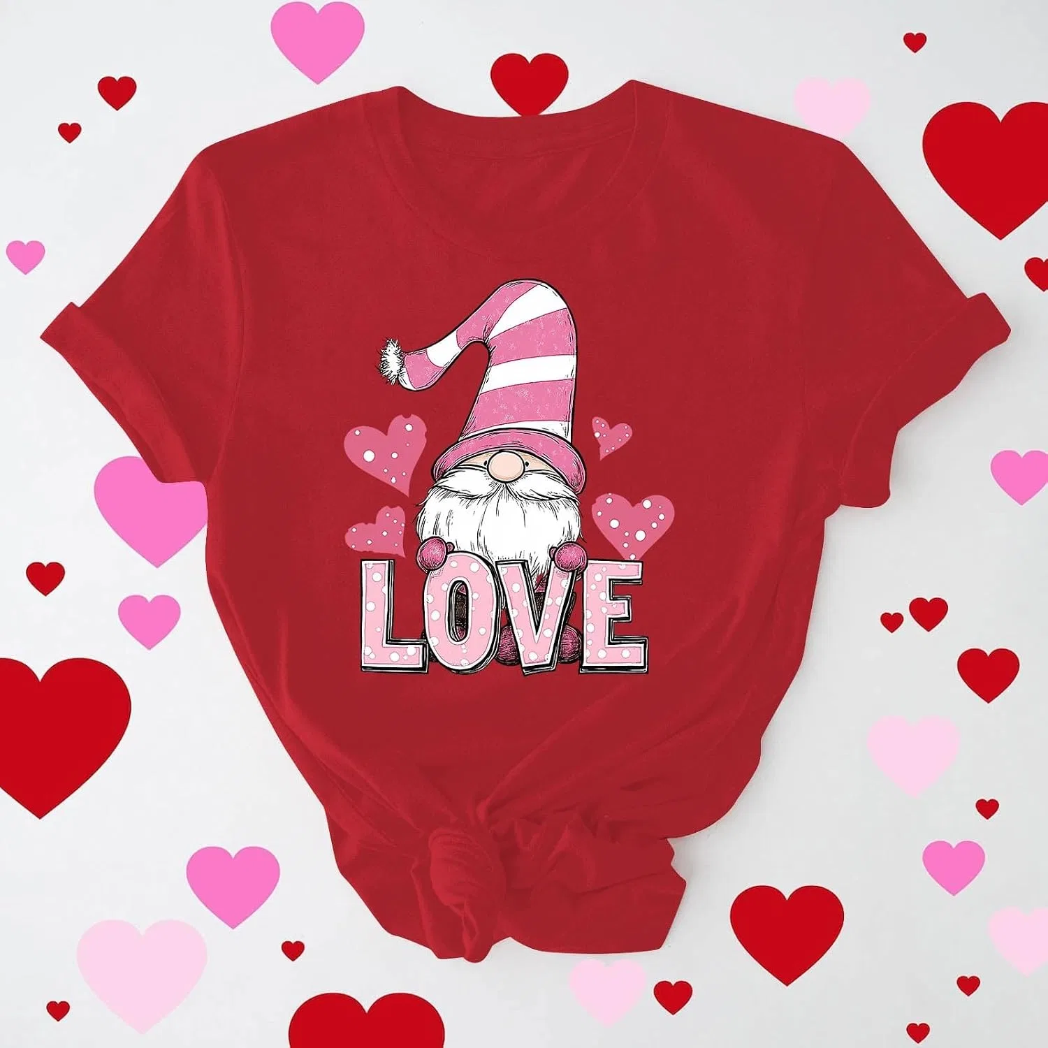 Женская футболка с принтом в виде сердца Tie Dye Heart, Red — фото 3
