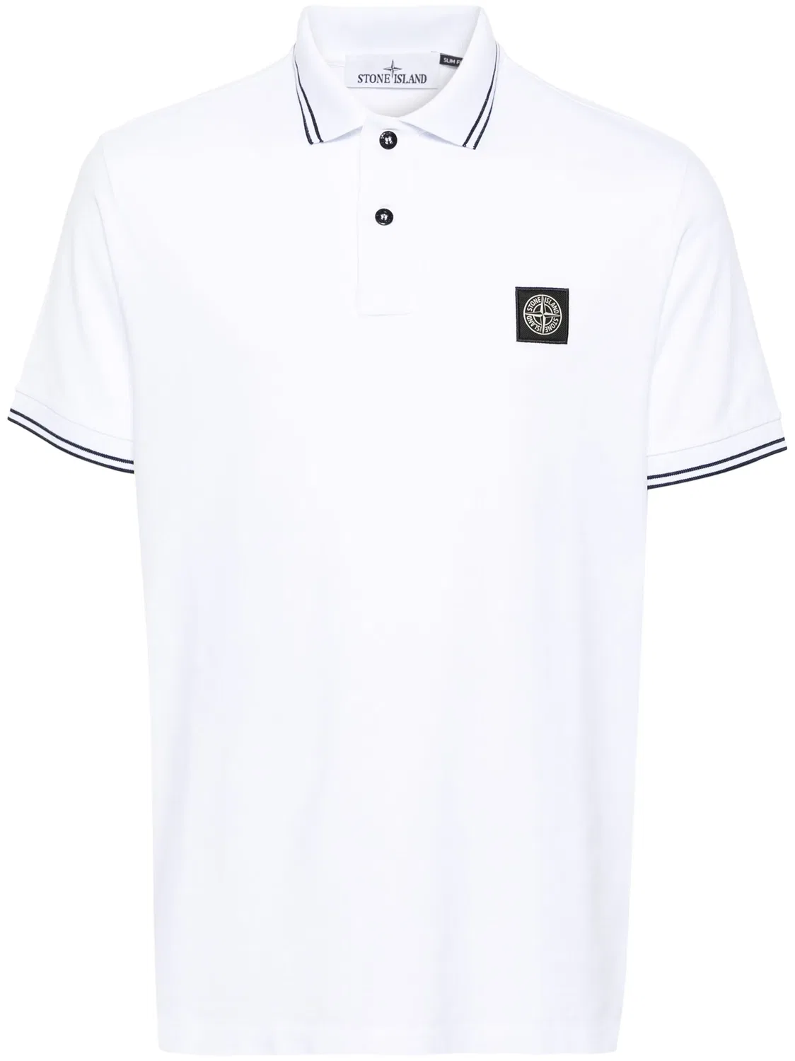 Stone Island Поло из пике коттона в оптическом белом