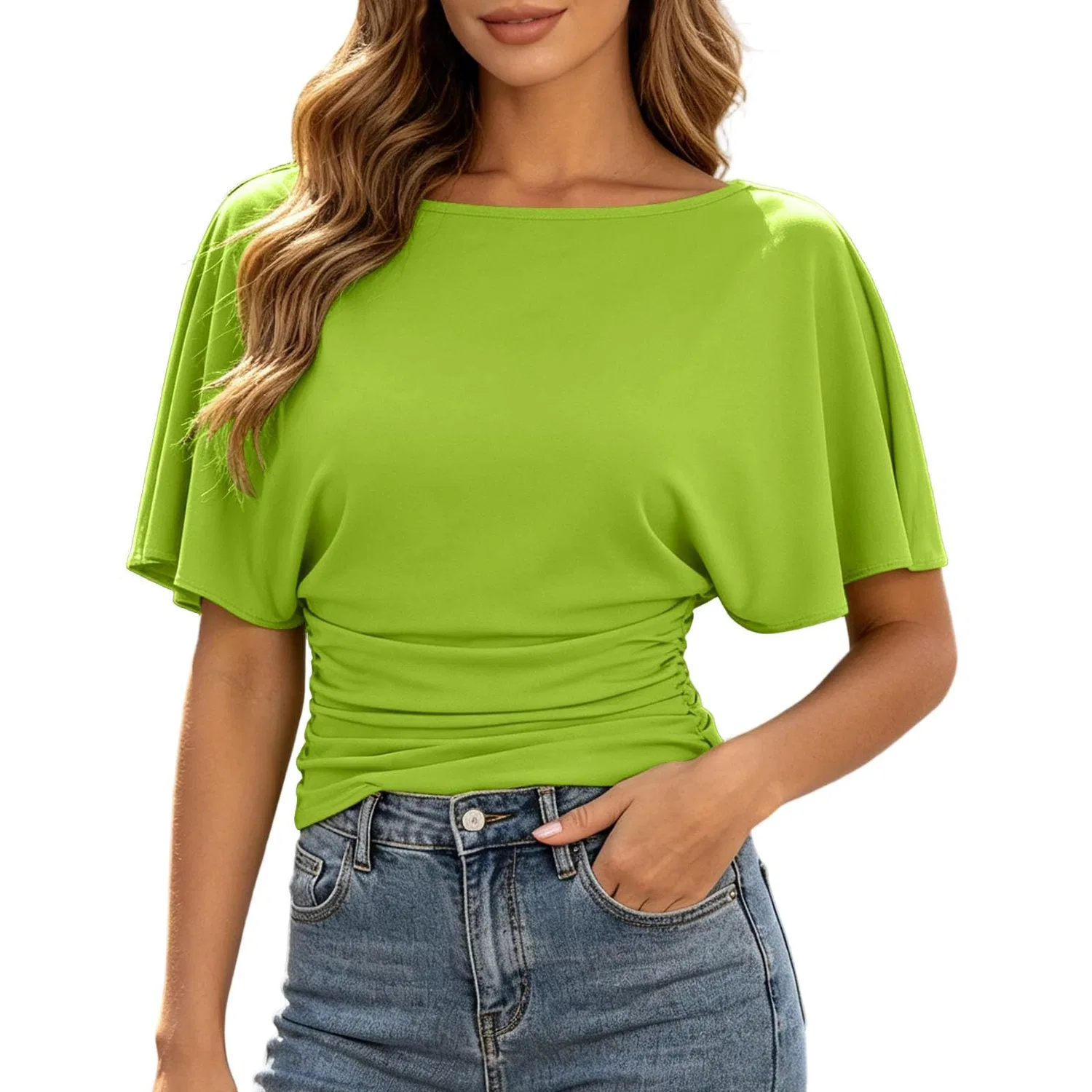 Женская блуза-туника с коротким рукавом, Verde Chiaro