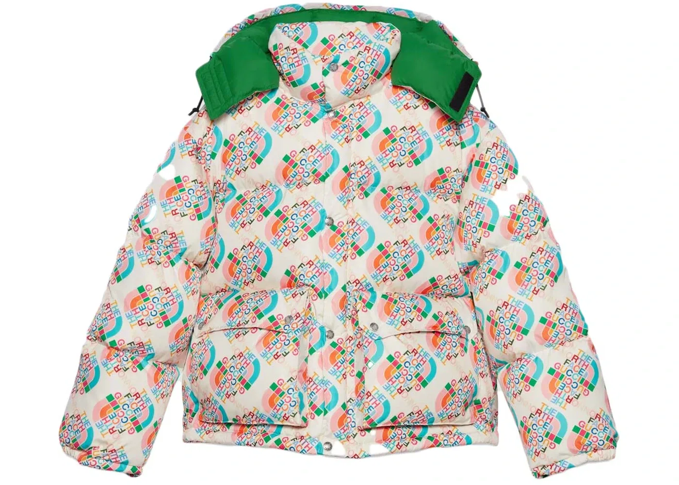 Женский пуховик с принтом Jacket Gucci, Multicolor/Ivory