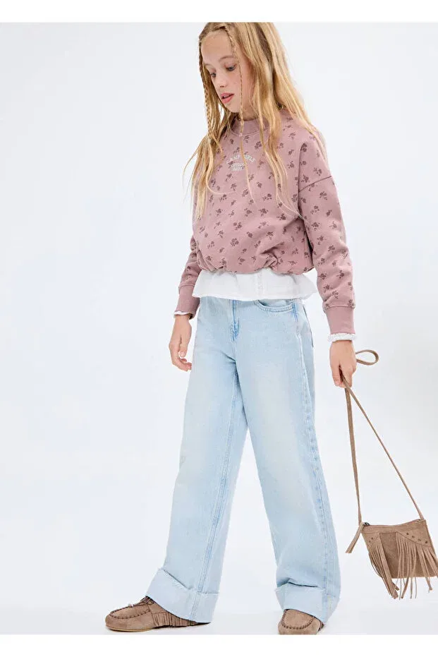 Детские свитшот для девочек с принтом Mango Kids, Pink