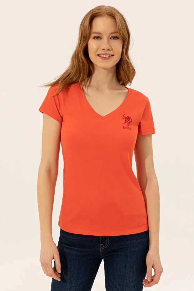 Женская футболка с V-образным вырезом U.S. Polo Assn., Red
