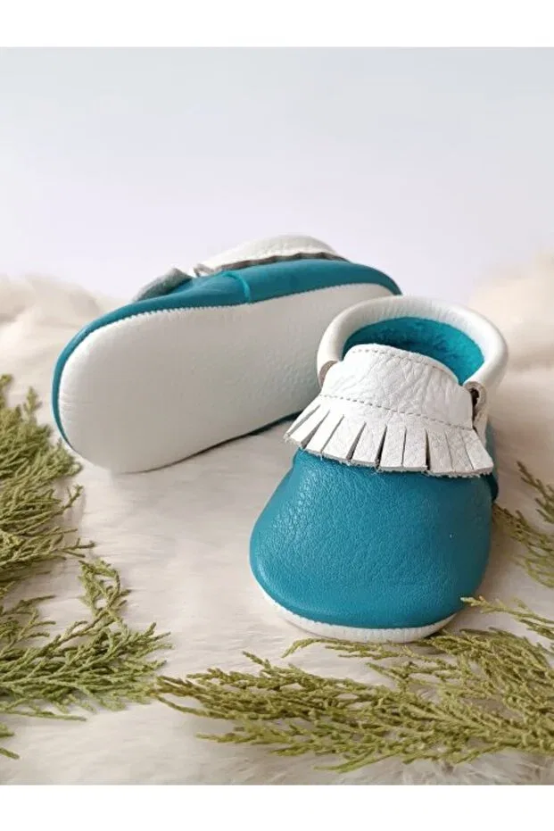 Детские ботинки-мокасины для мальчиков кожаные Rocco blue-white Hodore, Blue — фото 2