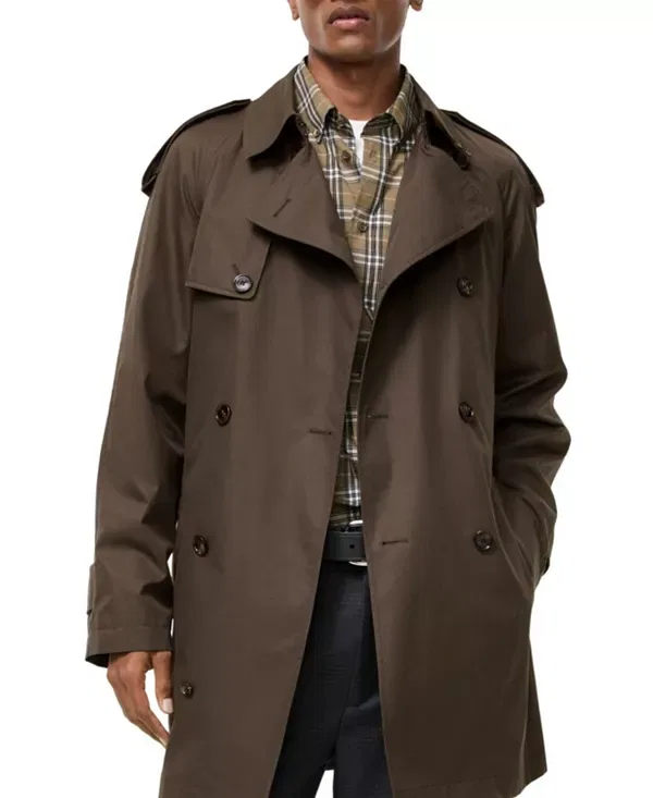 Мужское пальто из габардина Leadenham Trench Coat Burberry, Estuary Brown