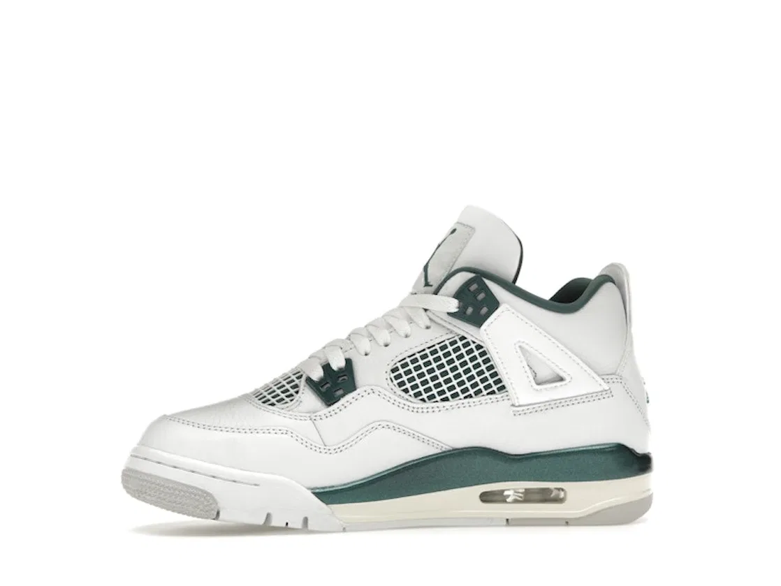 Детские кроссовки для мальчиков с премиальными материалами Jordan 4 Retro Jordan, White/Oxidized Green/White/Neutral Grey — фото 3