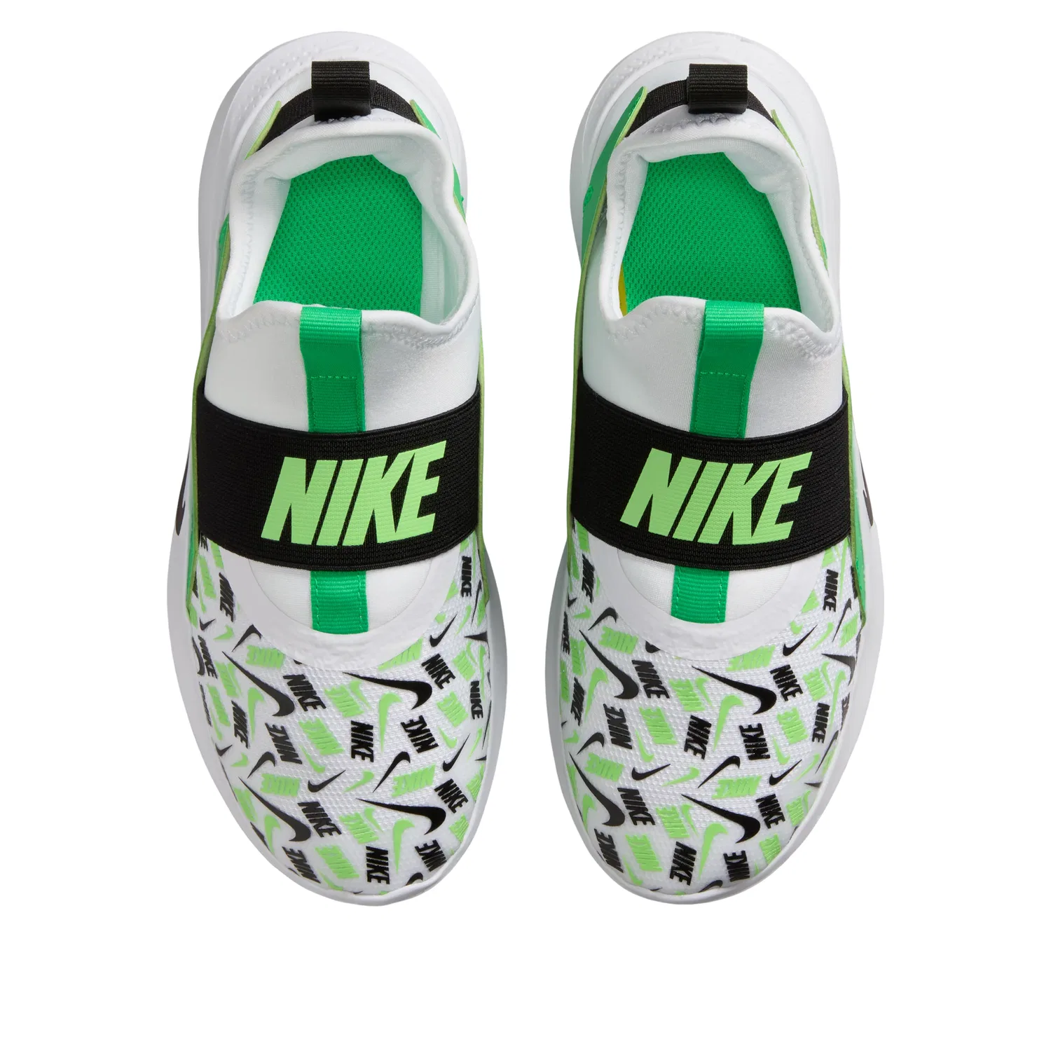 Детские кроссовки с сетчатым верхом Flex Runner 4 'White Green Spark' Nike, White/Green Spark/Illusion Green/Black — фото 3